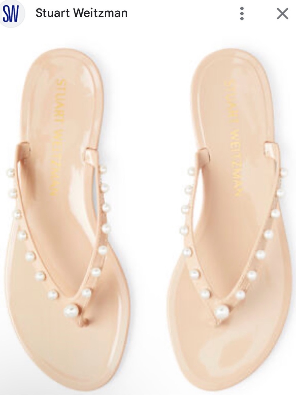 Stuart Weitzman Nude Pearl-Trim Jelly Sandals